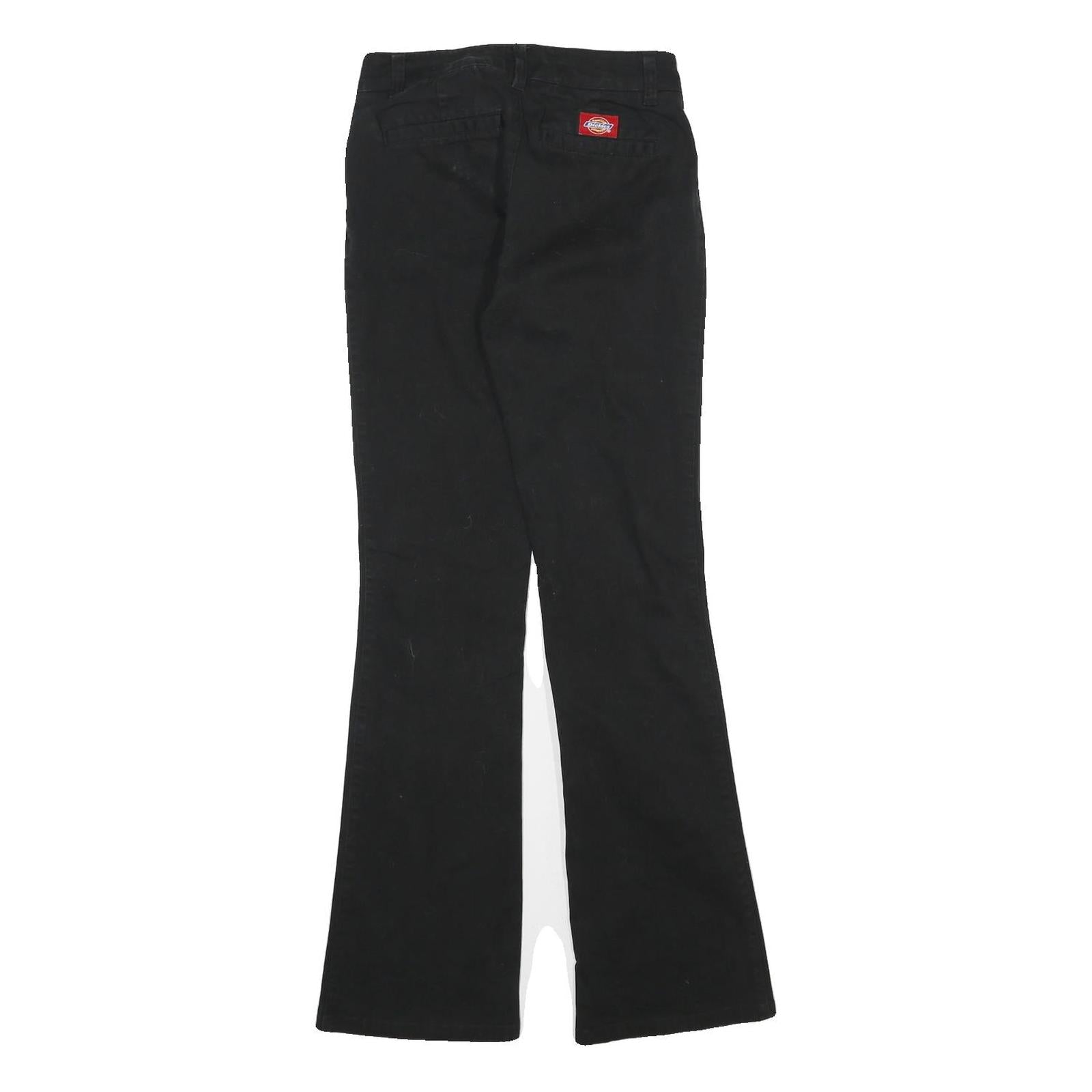 DICKIES Womens Black Cotton Slim Flared Trousers W25 L31 Classic Workwear