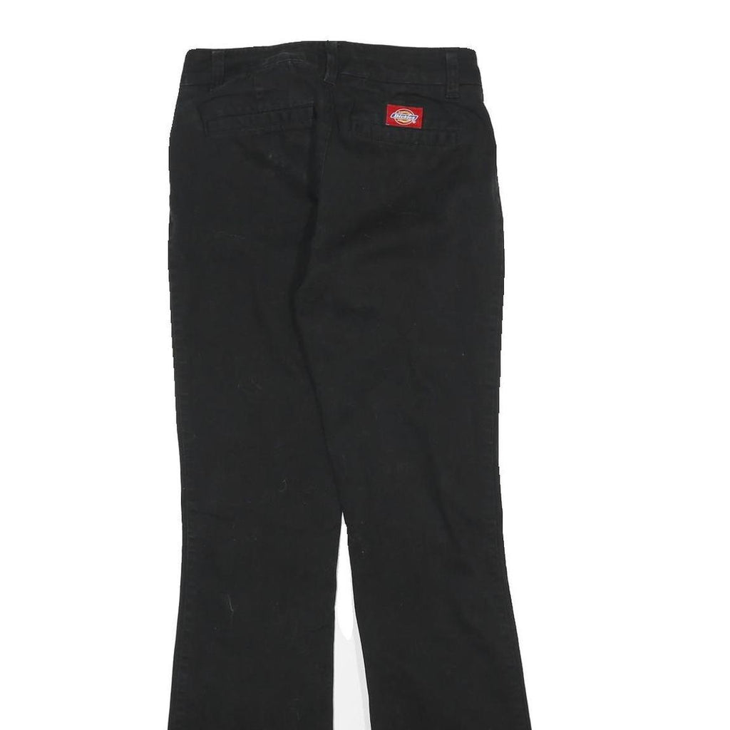 DICKIES Womens Black Cotton Slim Flared Trousers W25 L31 Classic Workwear