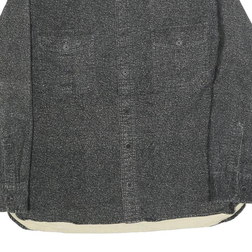 FREEDOM FOUNDRY Mens Black Grey Cotton Blend Shirt L Casual Workwear Button