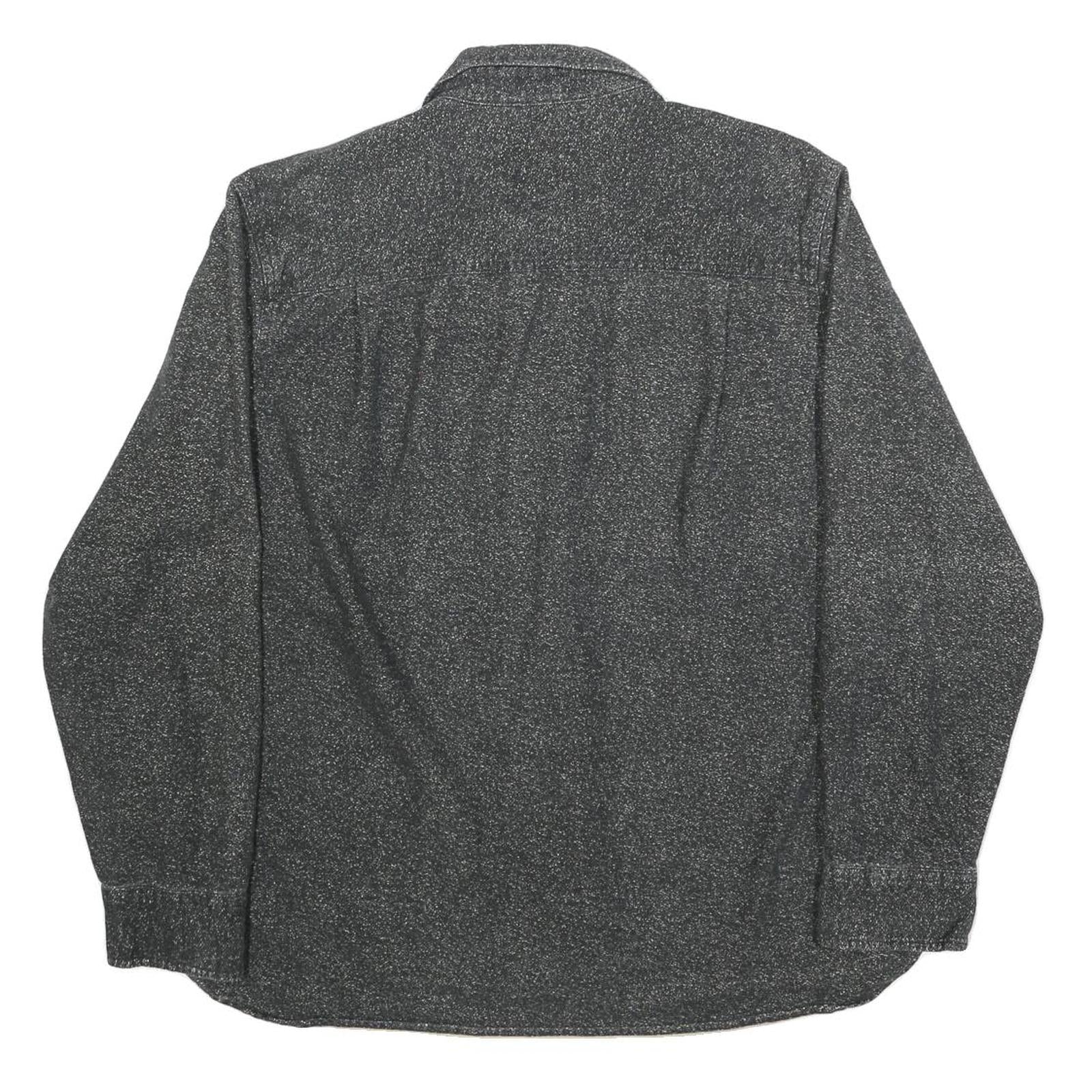 FREEDOM FOUNDRY Mens Black Grey Cotton Blend Shirt L Casual Workwear Button