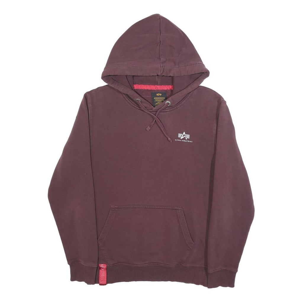 ALPHA INDUSTRIES Mens Maroon Hoodie S Cotton Blend Casual Pullover Style