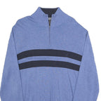 NAUTICA Mens Blue & Black Patterned Jumper 1/4 Zip Crew Neck Knit XL Cotton