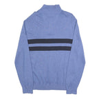 NAUTICA Mens Blue & Black Patterned Jumper 1/4 Zip Crew Neck Knit XL Cotton