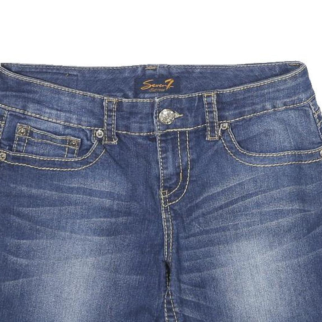 7 FOR ALL MANKIND Womens Denim Blue Shorts UK 12 W32 Casual Cotton Blend