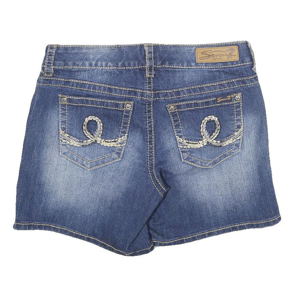 7 FOR ALL MANKIND Womens Denim Blue Shorts UK 12 W32 Casual Cotton Blend