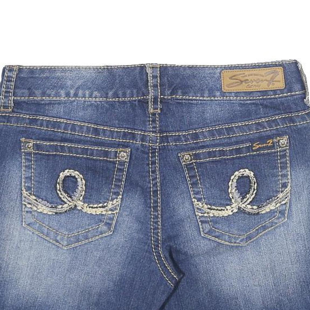 7 FOR ALL MANKIND Womens Denim Blue Shorts UK 12 W32 Casual Cotton Blend