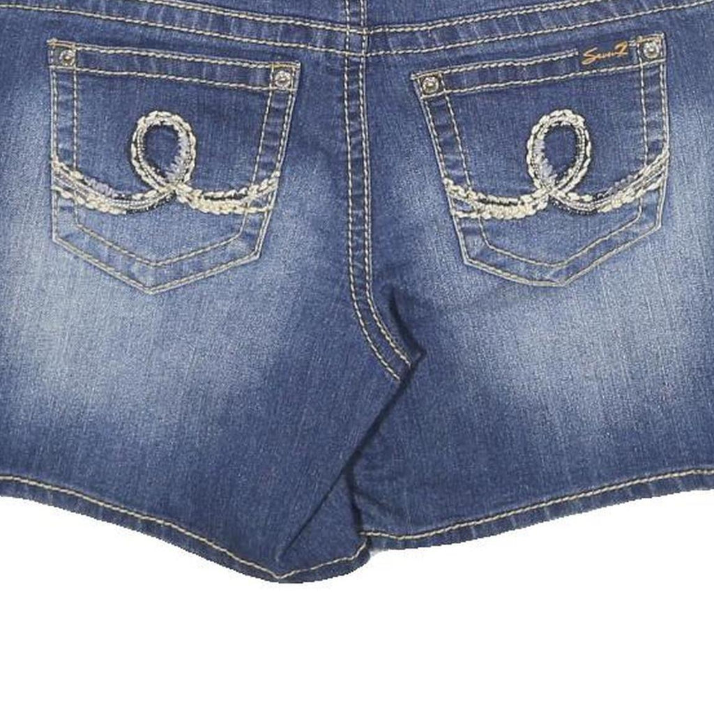 7 FOR ALL MANKIND Womens Denim Blue Shorts UK 12 W32 Casual Cotton Blend