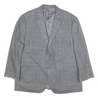 LAUREN RALPH LAUREN Mens Grey Silk Blend Button Jacket L Woven Checked Pattern