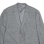 LAUREN RALPH LAUREN Mens Grey Silk Blend Button Jacket L Woven Checked Pattern