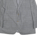 LAUREN RALPH LAUREN Mens Grey Silk Blend Button Jacket L Woven Checked Pattern