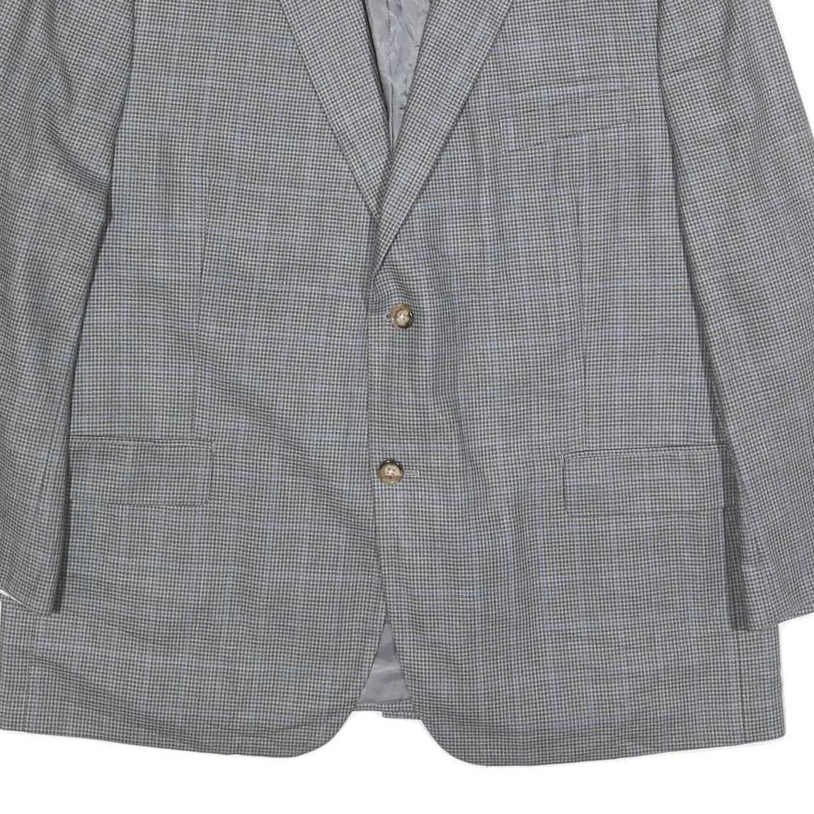 LAUREN RALPH LAUREN Mens Grey Silk Blend Button Jacket L Woven Checked Pattern