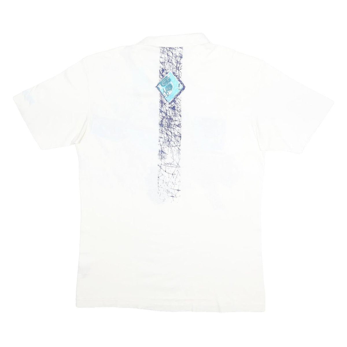 FILA Mens White & Blue Abstract Print Short Sleeve Polo Shirt L Casual Summer