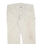 CARHARTT Mens Cotton Blend Beige Regular Straight Trousers W40 L30 Workwear Zip