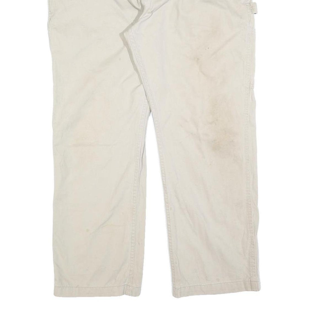 CARHARTT Mens Cotton Blend Beige Regular Straight Trousers W40 L30 Workwear Zip