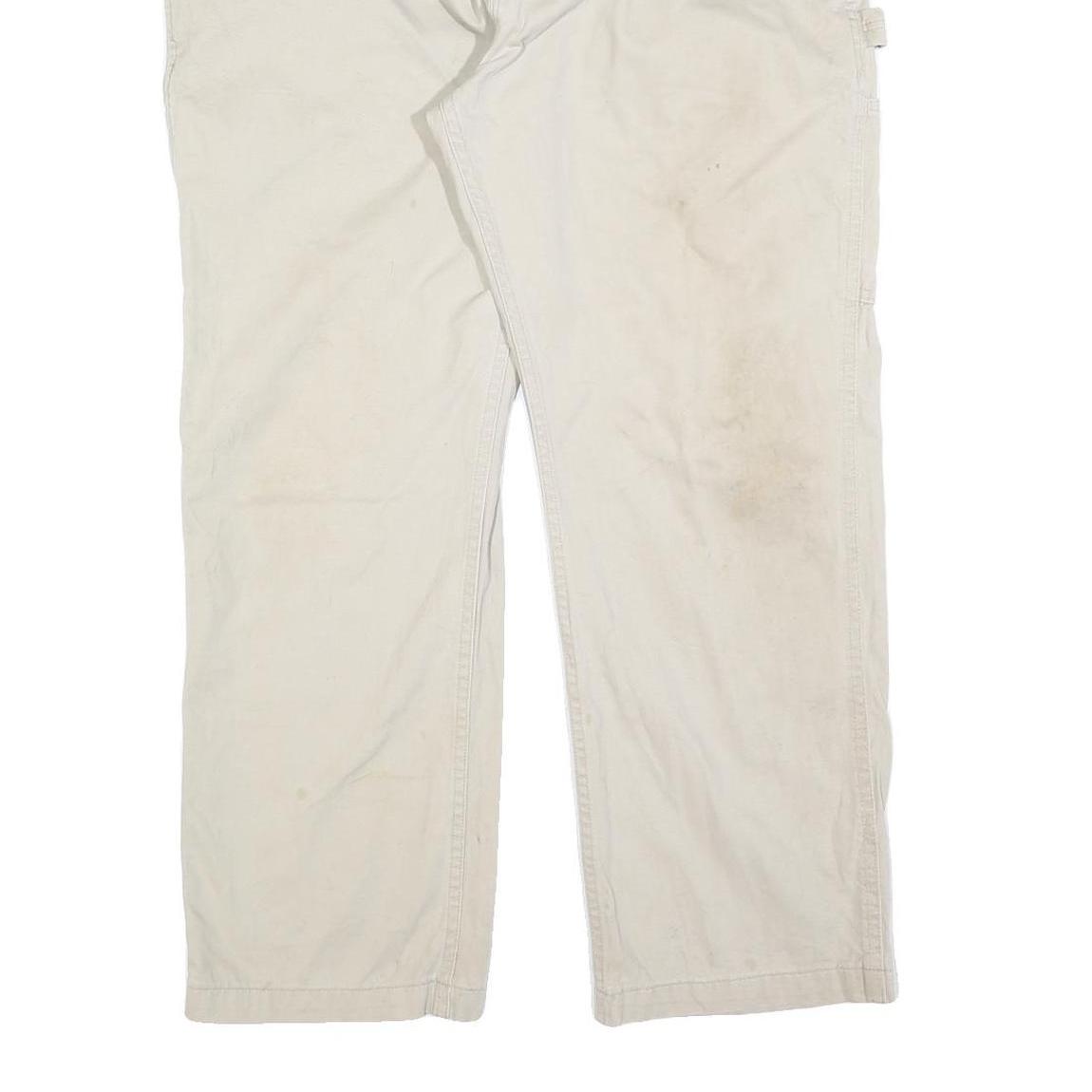 CARHARTT Mens Cotton Blend Beige Regular Straight Trousers W40 L30 Workwear Zip