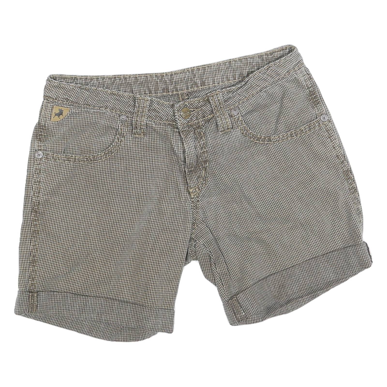 LOIS Womens Shorts Grey Casual M W30 Cotton Blend Check Pattern Rolled Hem