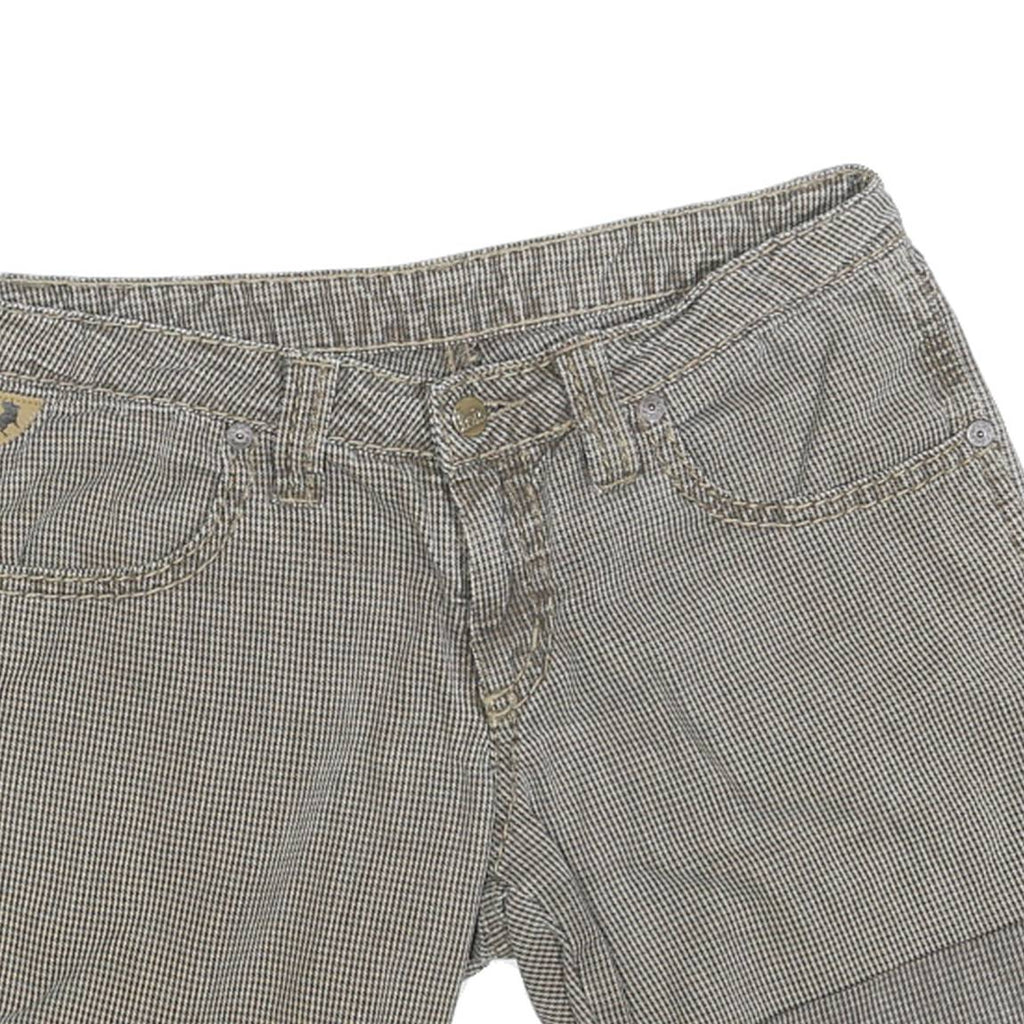 LOIS Womens Shorts Grey Casual M W30 Cotton Blend Check Pattern Rolled Hem