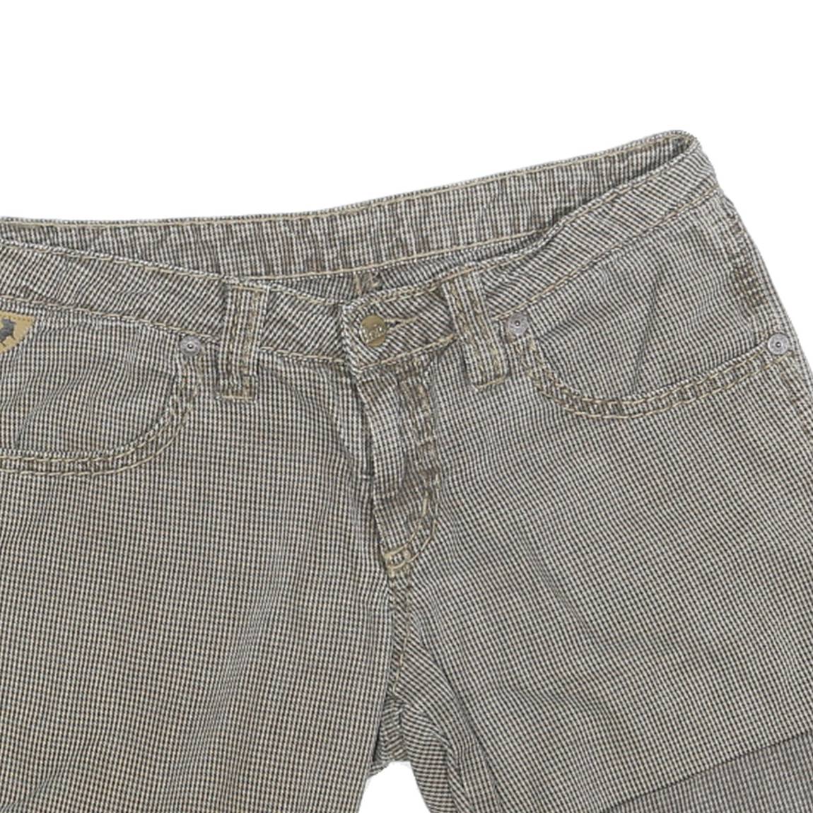 LOIS Womens Shorts Grey Casual M W30 Cotton Blend Check Pattern Rolled Hem