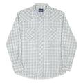 WRANGLER Mens Green & White Checked Western Shirt L Cotton Blend Long Sleeve