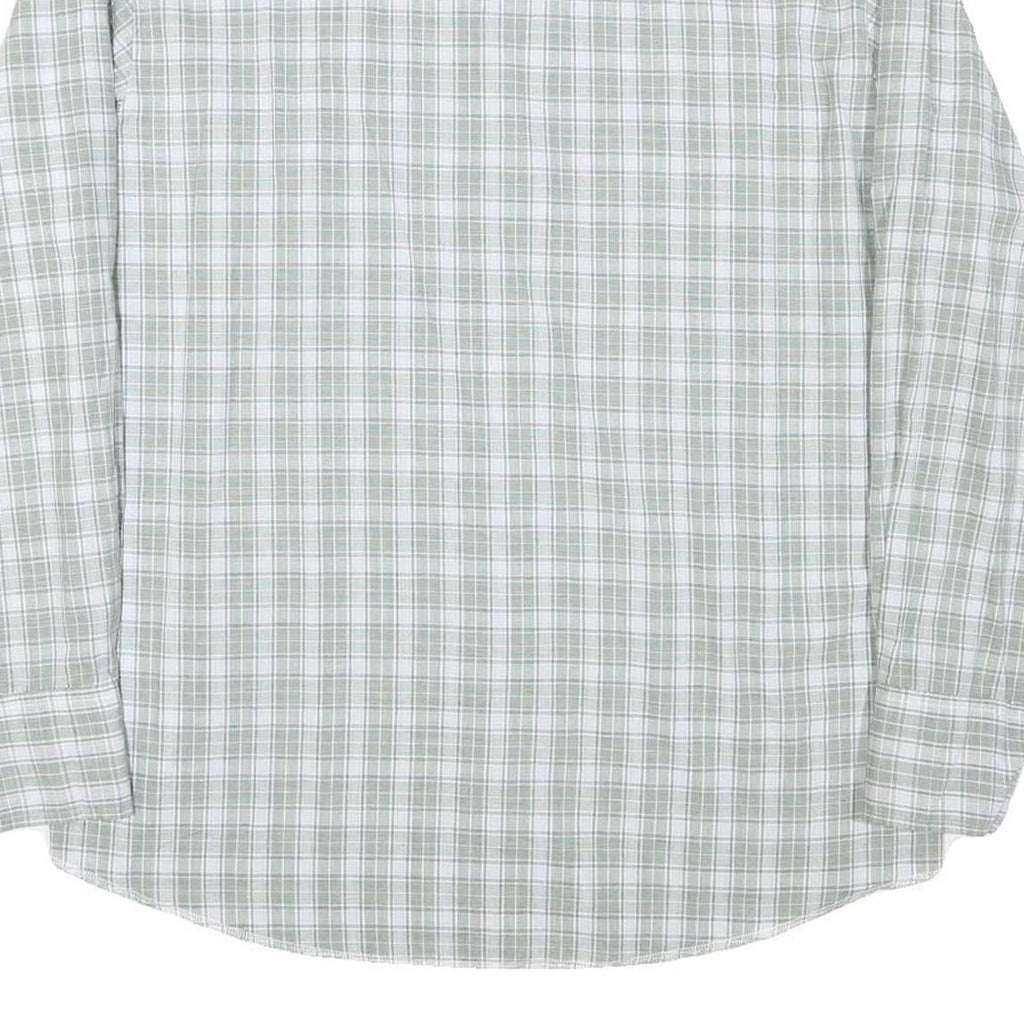 WRANGLER Mens Green & White Checked Western Shirt L Cotton Blend Long Sleeve