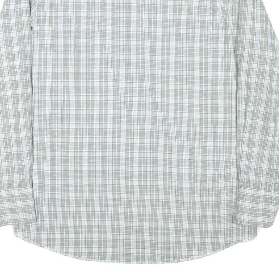 WRANGLER Mens Green & White Checked Western Shirt L Cotton Blend Long Sleeve