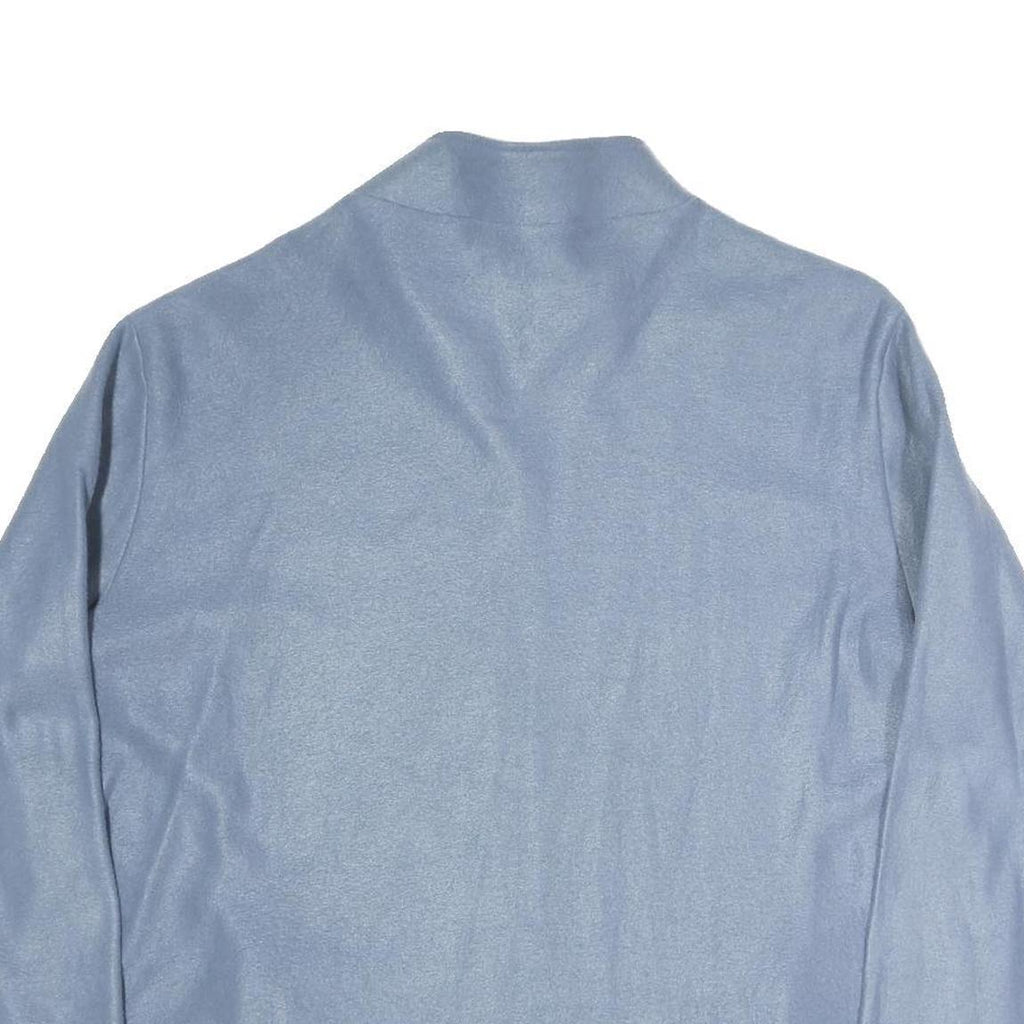 Womens Blue Polyester Blend Zip Jacket XL Plain Floral Embroidered Casual