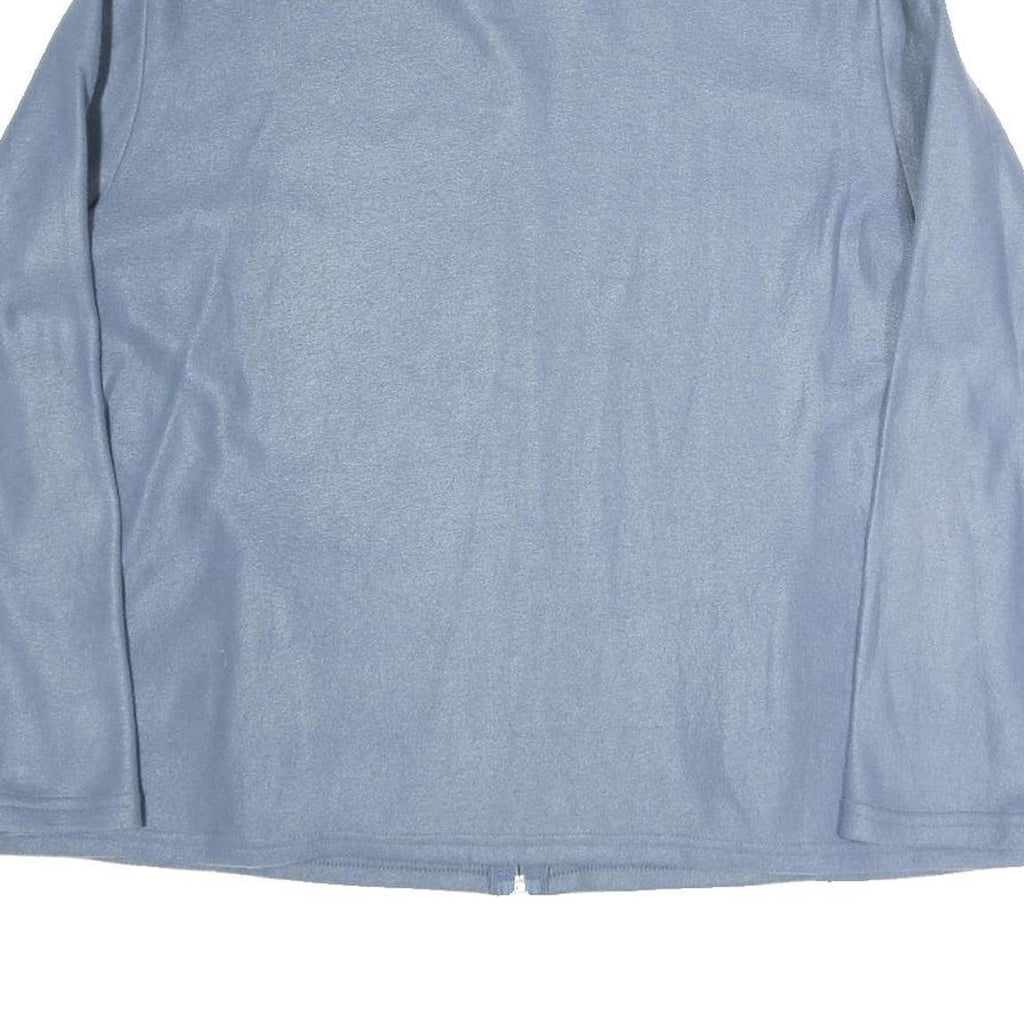 Womens Blue Polyester Blend Zip Jacket XL Plain Floral Embroidered Casual