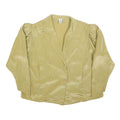 PARIS Womens Yellow Blouse Long Sleeve Collared Plain L Elegant Button Detail