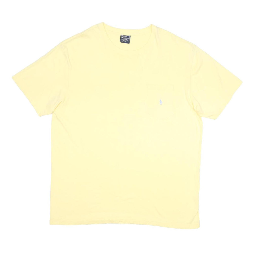 POLO RALPH LAUREN Mens Yellow Cotton T-Shirt L Short Sleeve Crew Neck Pocket