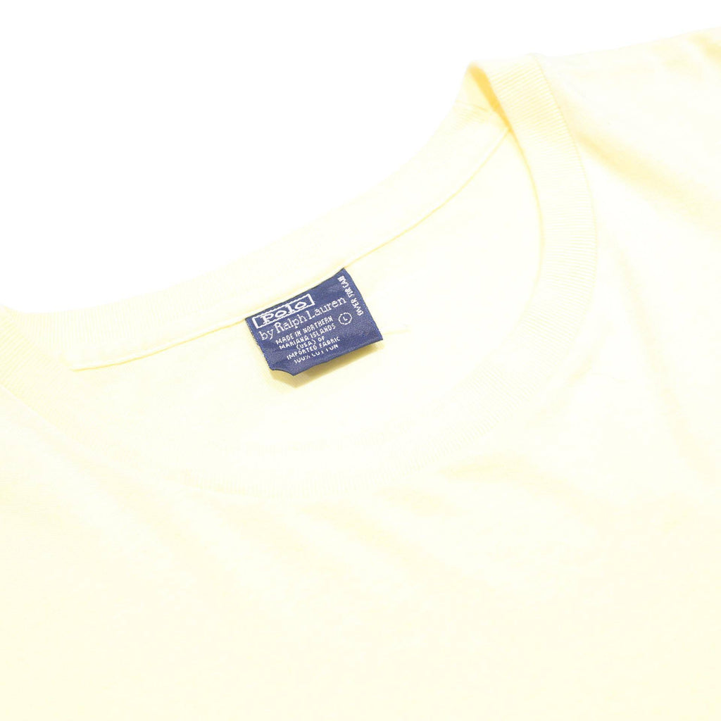 POLO RALPH LAUREN Mens Yellow Cotton T-Shirt L Short Sleeve Crew Neck Pocket
