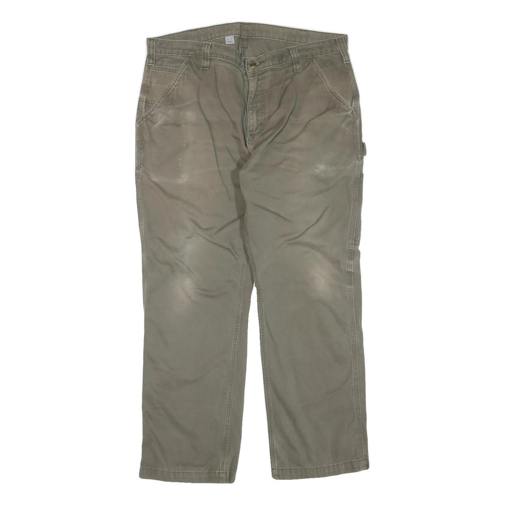 CARHARTT Mens Regular Fit Beige Workwear Trousers W38 L30 Cotton Blend Zip