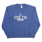 REEBOK Mens Blue Colts Football Crew Neck L Sweatshirt Cotton Blend Pullover