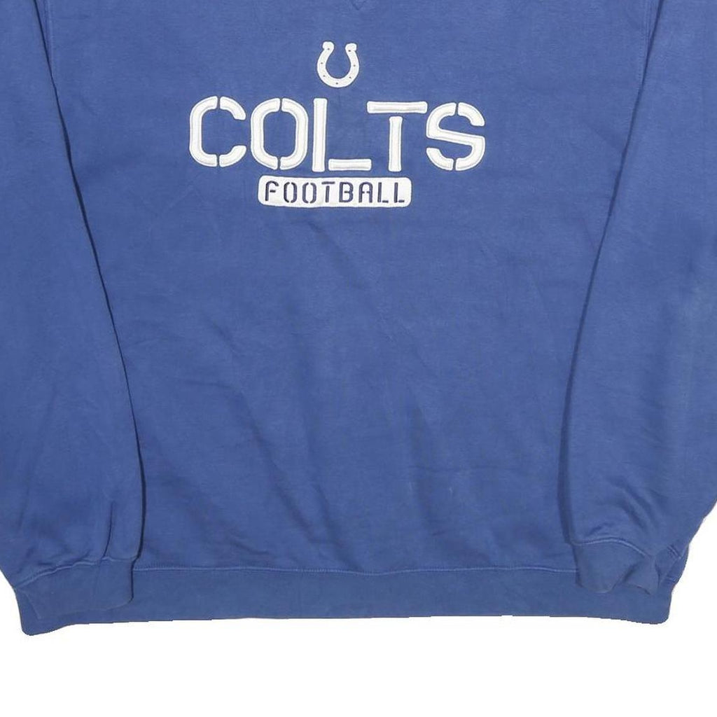 REEBOK Mens Blue Colts Football Crew Neck L Sweatshirt Cotton Blend Pullover