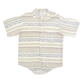 IMPACT Mens Beige & Grey Abstract Pattern Rayon Shirt L Casual Summer Button