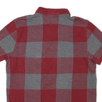 TOMMY HILFIGER Mens Red & Grey Check Short Sleeve Polo Shirt M Cotton Blend