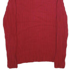 NAUTICA Mens Red Pullover Patterned Crew Neck Chunky Knit Jumper L Cotton Zip