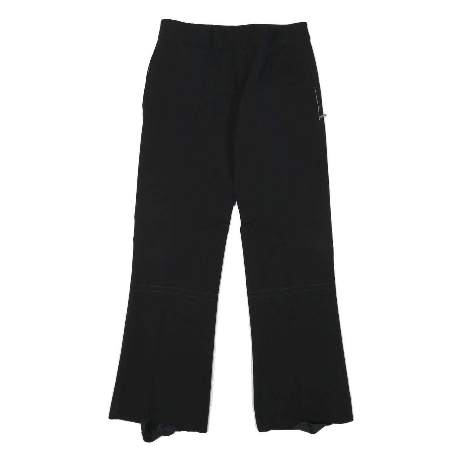 BRUNEX Womens Black Regular Fit Wide-Leg Cotton Blend Trousers W28 L28 Zip