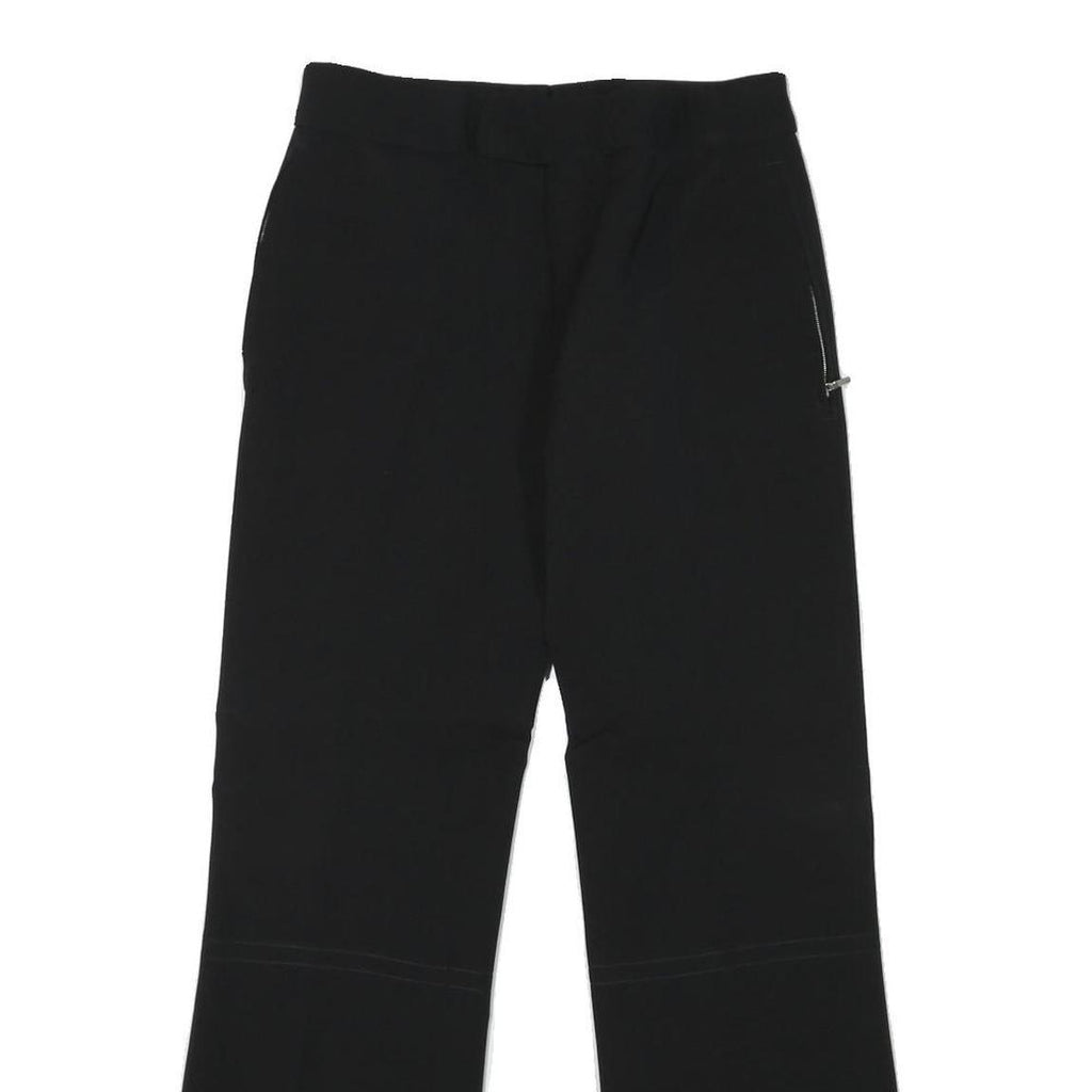 BRUNEX Womens Black Regular Fit Wide-Leg Cotton Blend Trousers W28 L28 Zip