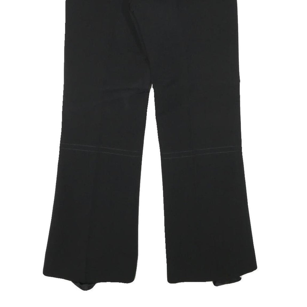 BRUNEX Womens Black Regular Fit Wide-Leg Cotton Blend Trousers W28 L28 Zip