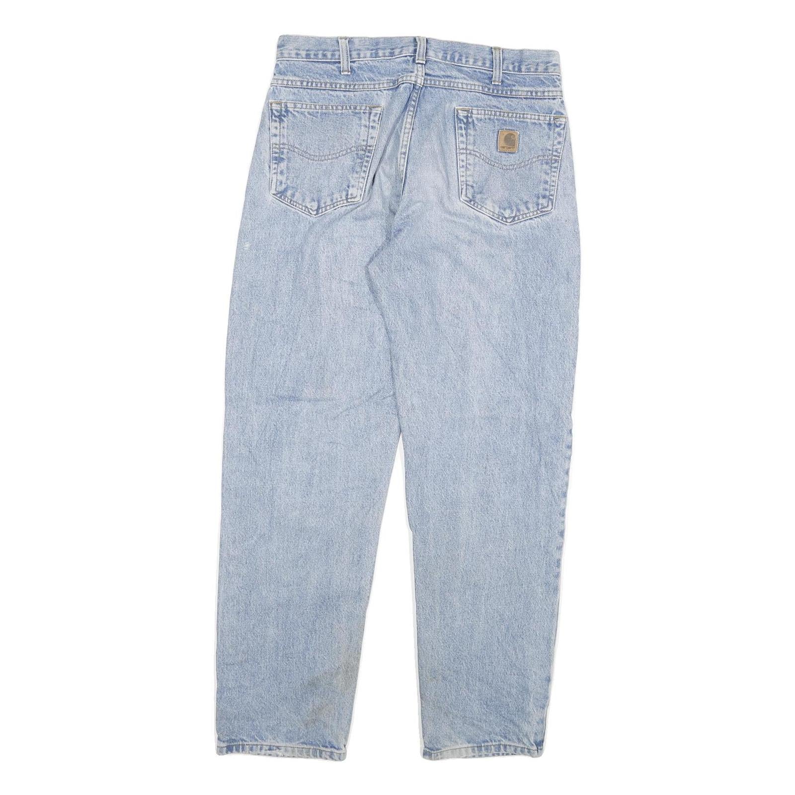 CARHARTT Mens Relaxed Light Blue Denim Jeans W34 L32 Zip Cotton Blend Casual