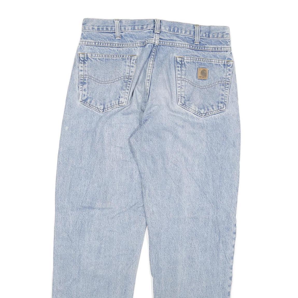 CARHARTT Mens Relaxed Light Blue Denim Jeans W34 L32 Zip Cotton Blend Casual