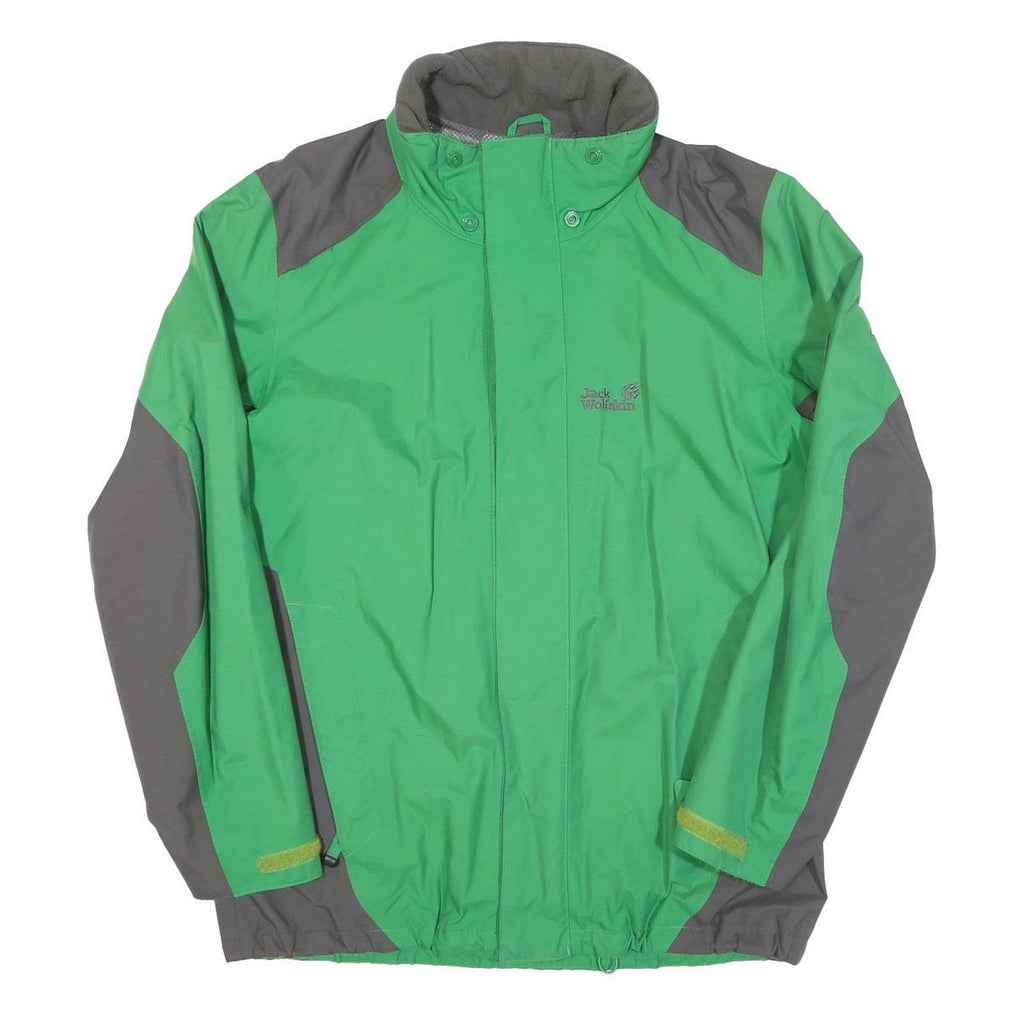 JACK WOLFSKIN Mens Green & Grey Outdoor Jacket S Polyester Blend Zip Plain