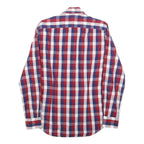 TOMMY HILFIGER Mens Red Blue White Check Shirt S Casual Smart Long Sleeve Cotton