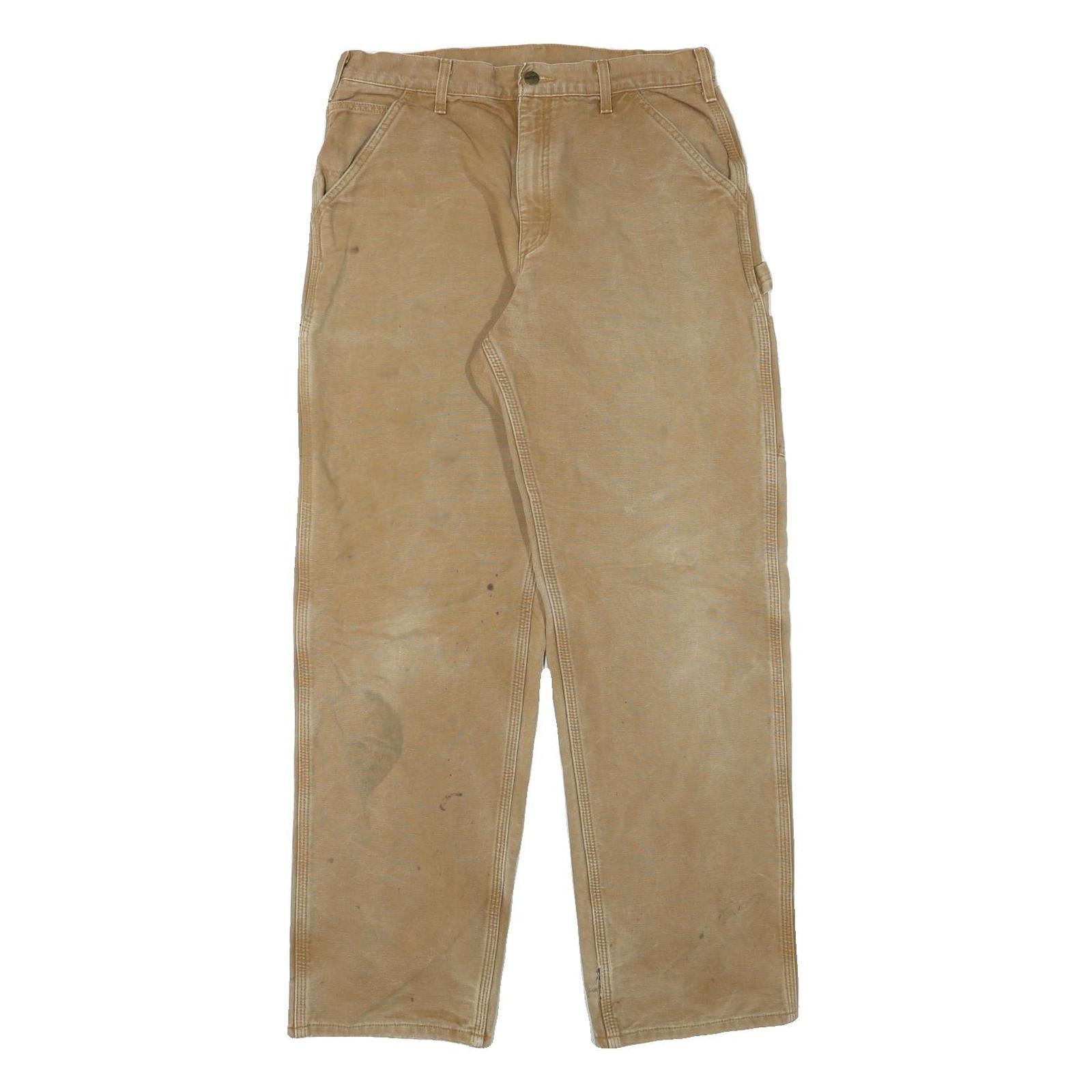 CARHARTT Mens Cotton Blend Beige Straight Regular W30 L32 Workwear Trousers