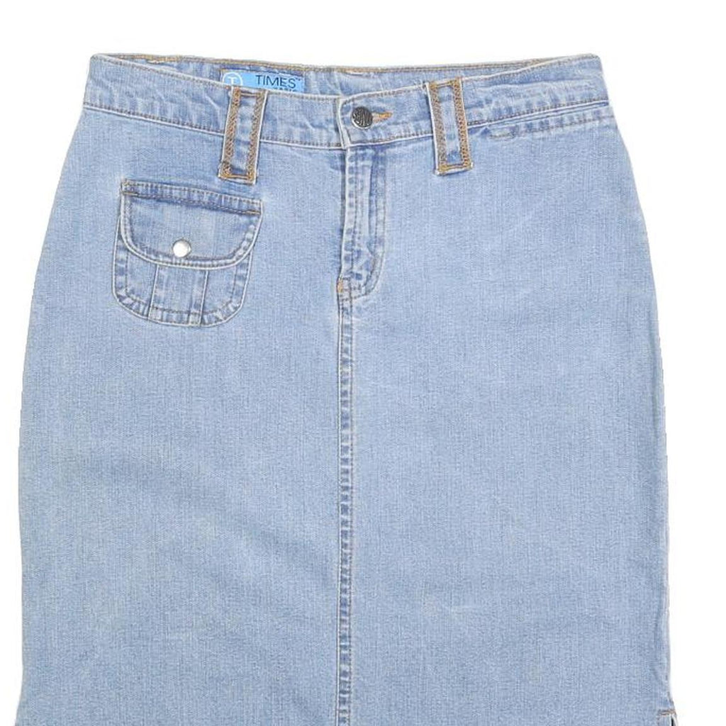 TIMES Womens Blue Denim Mini Cotton Blend Straight Skirt M Casual Everyday