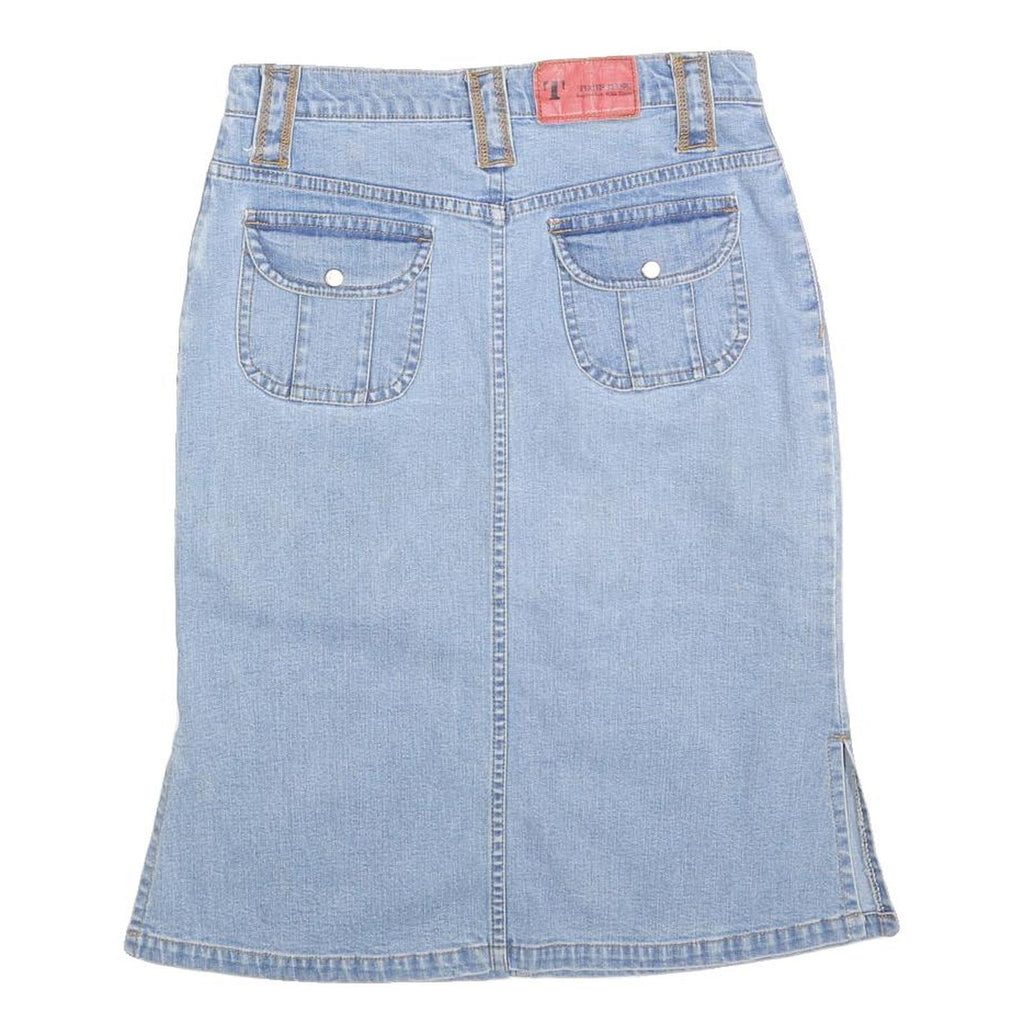 TIMES Womens Blue Denim Mini Cotton Blend Straight Skirt M Casual Everyday