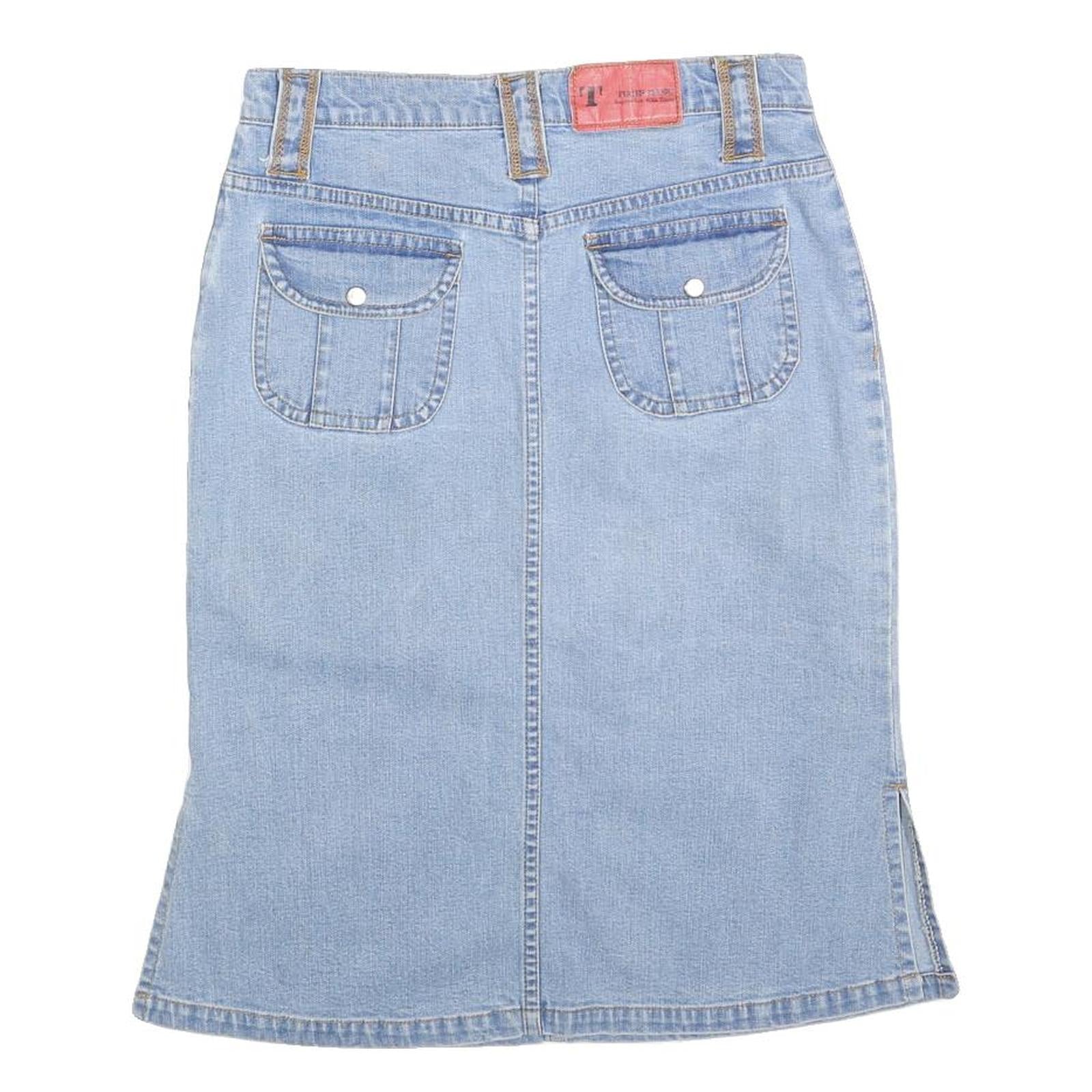 TIMES Womens Blue Denim Mini Cotton Blend Straight Skirt M Casual Everyday