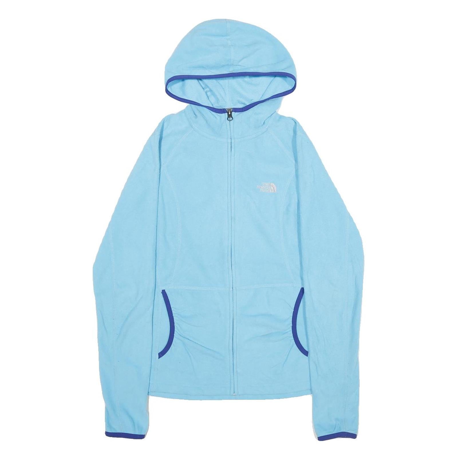 THE NORTH FACE Womens Blue Hoodie Jacket M Polyester Plain Zip Hooded Casual