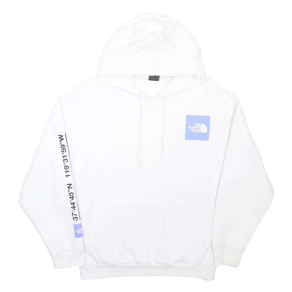 THE NORTH FACE Womens White Pullover Hoodie M Cotton Blend Logo Print