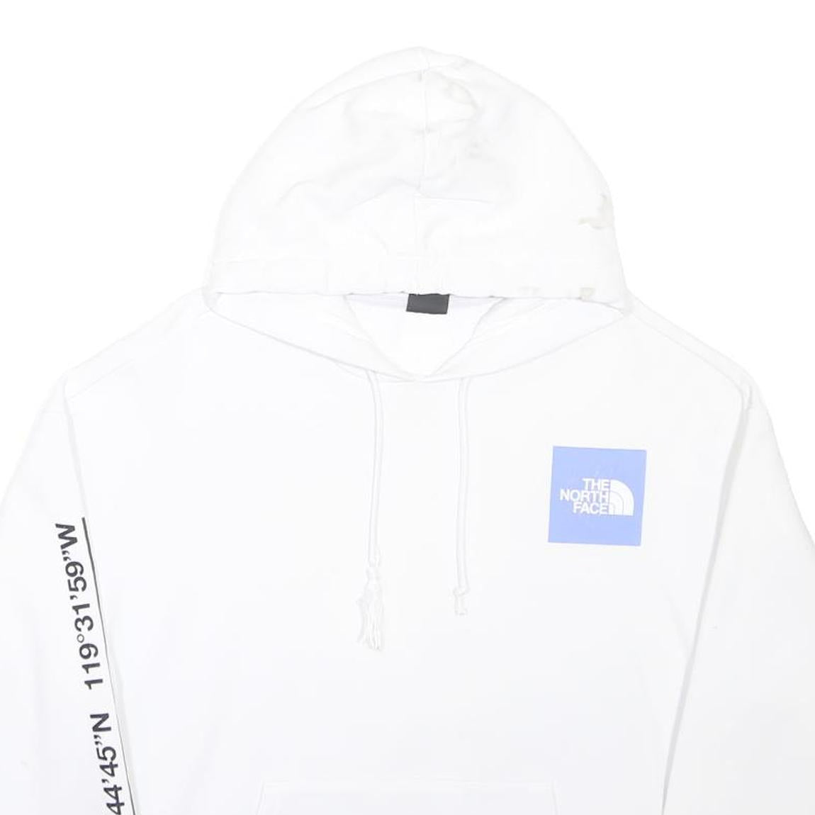 THE NORTH FACE Womens White Pullover Hoodie M Cotton Blend Logo Print